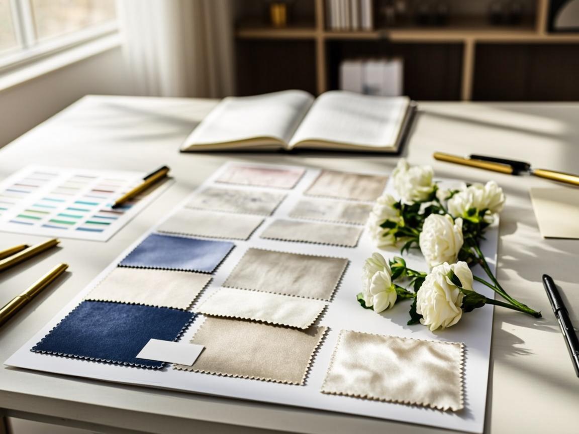 Intimate Lush event planning consultation with mood board and fabric samples